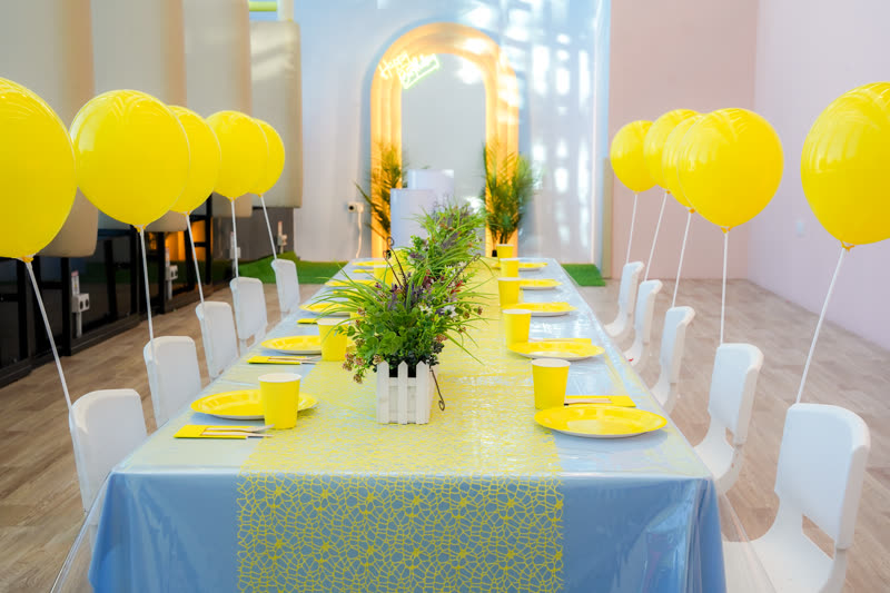 Sparkle birthday party with cake and decorations