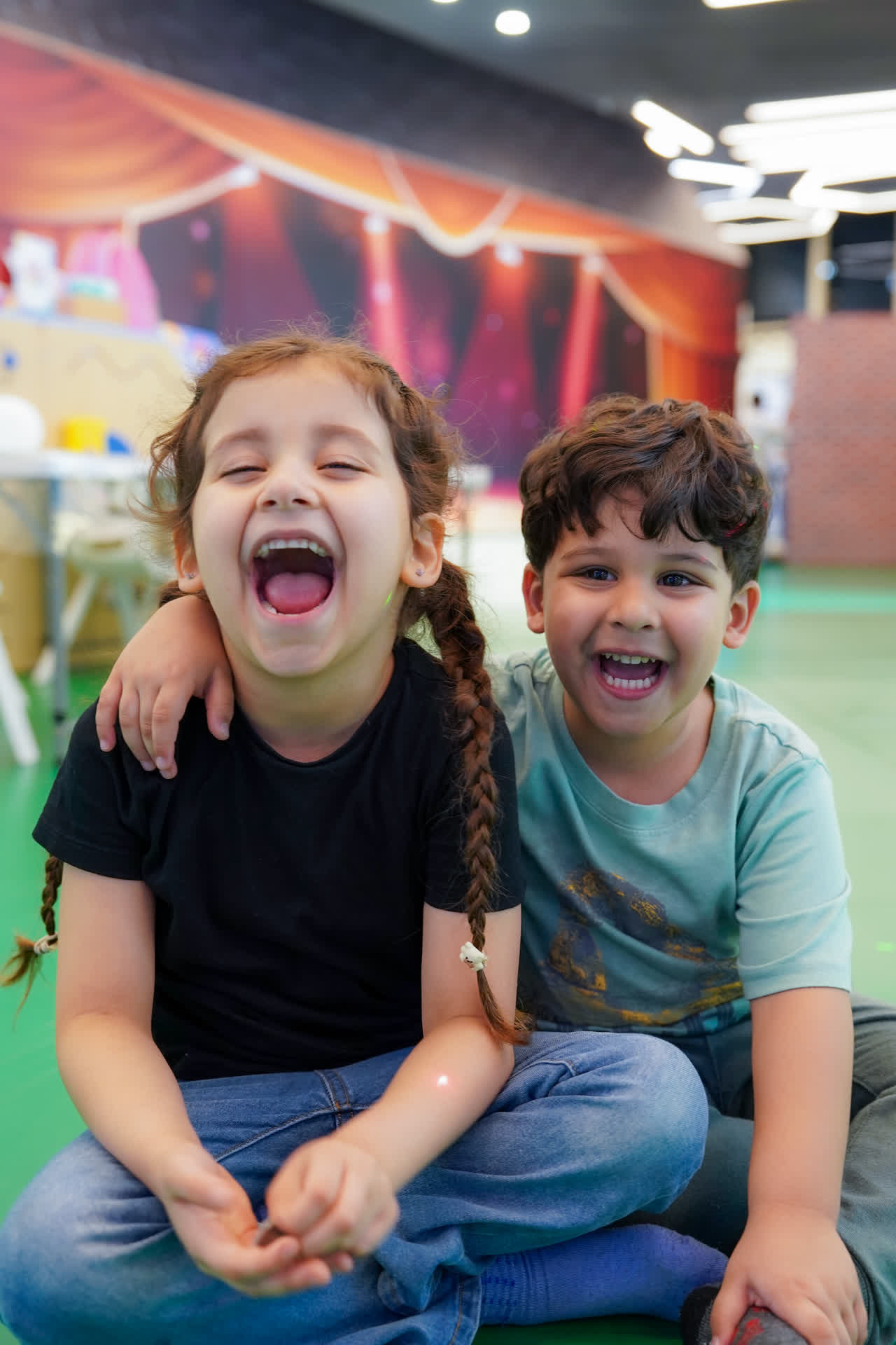 Children enjoying a full school trip with play and meal